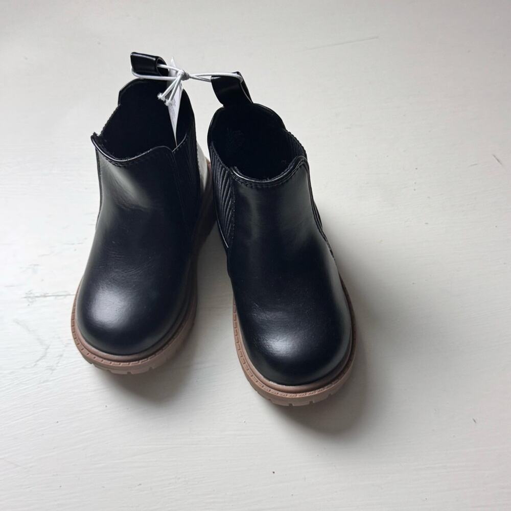 Old Navy Kids Cold Weather Winter Black Faux Leather  Chelsea Boots Sz 5